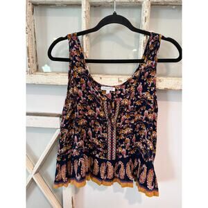 Patrons of Peace size small floral rayon tank top blouse